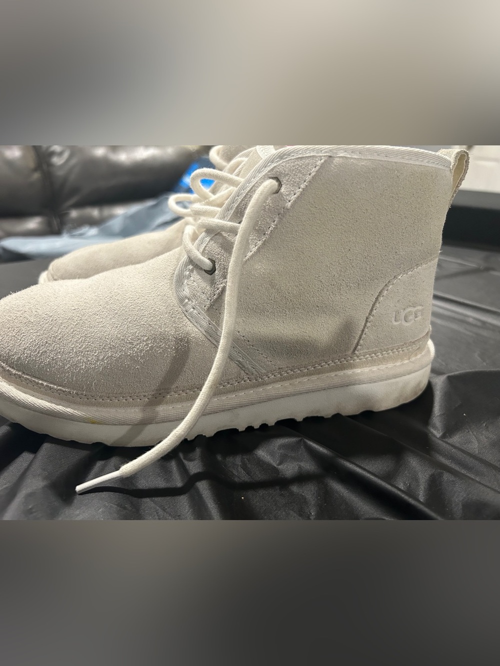 UGG White Suede Lace-Up Boot